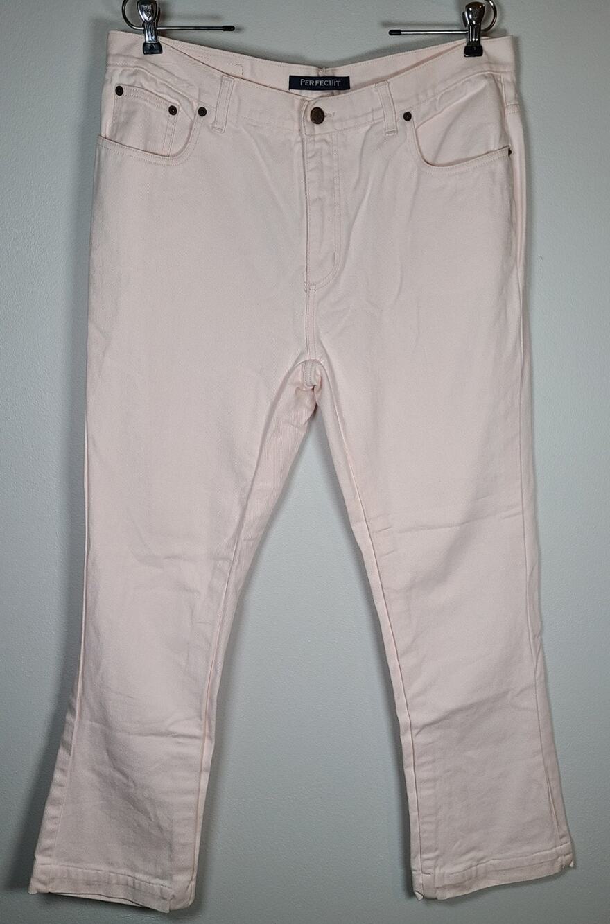 Vintage 90s Bill Blass Pink Denim High Rise Boot Cut Jeans Women's 14 36×29